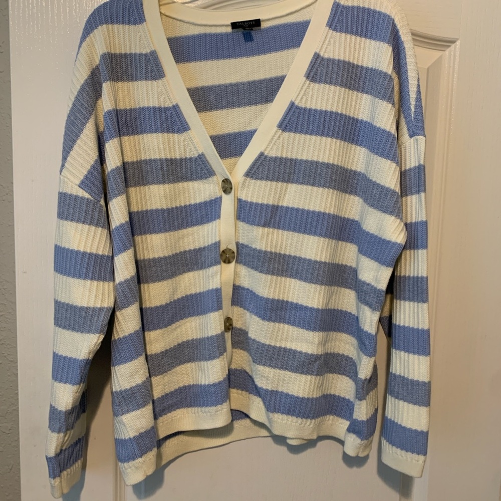 Talbots Striped Blue and White sweater